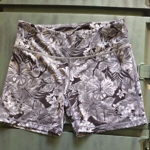 High-Rise Gray Floral Bike Shorts for Women